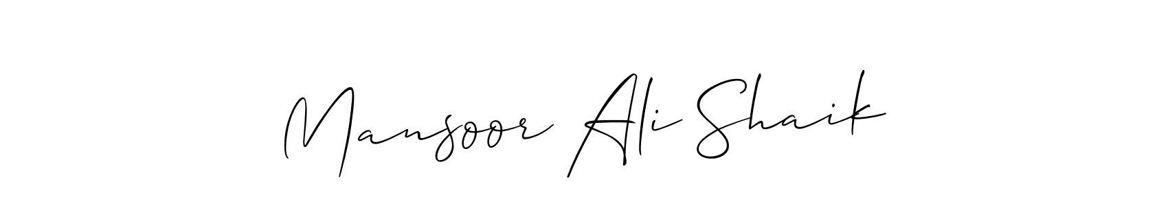 How to make Mansoor Ali Shaik name signature. Use Allison_Script style for creating short signs online. This is the latest handwritten sign. Mansoor Ali Shaik signature style 2 images and pictures png