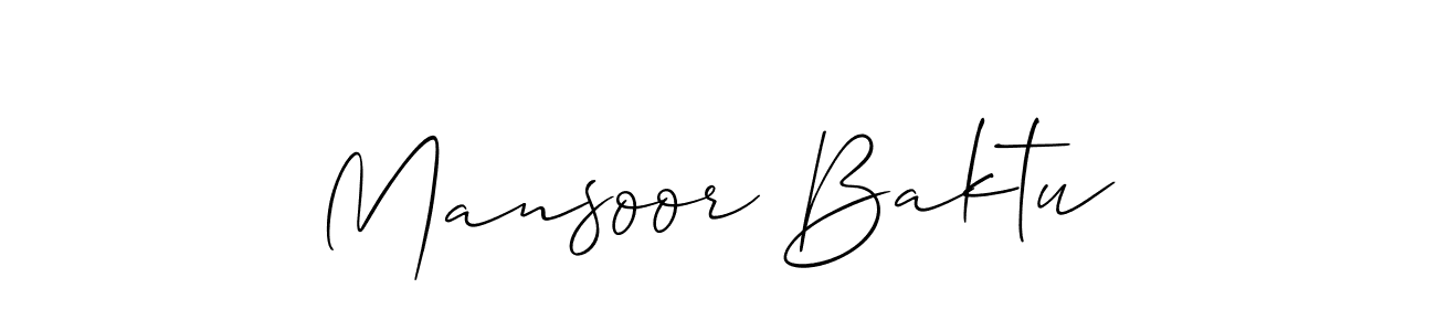 Use a signature maker to create a handwritten signature online. With this signature software, you can design (Allison_Script) your own signature for name Mansoor Baktu. Mansoor Baktu signature style 2 images and pictures png