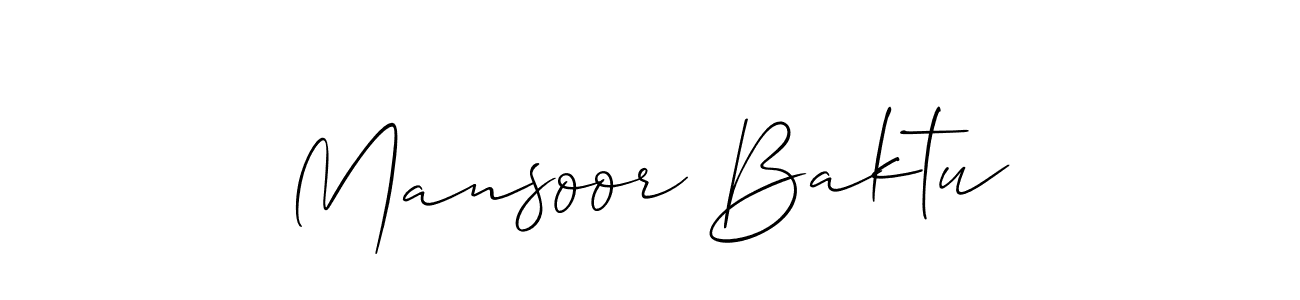 Also we have Mansoor Baktu name is the best signature style. Create professional handwritten signature collection using Allison_Script autograph style. Mansoor Baktu signature style 2 images and pictures png