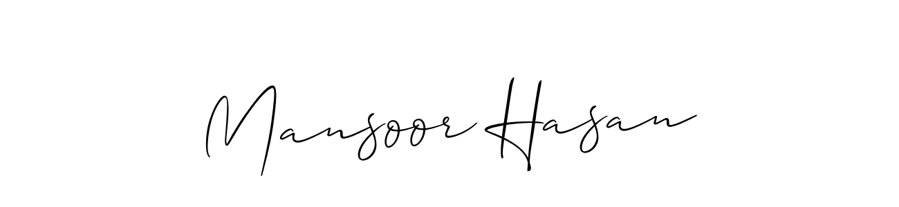 Use a signature maker to create a handwritten signature online. With this signature software, you can design (Allison_Script) your own signature for name Mansoor Hasan. Mansoor Hasan signature style 2 images and pictures png