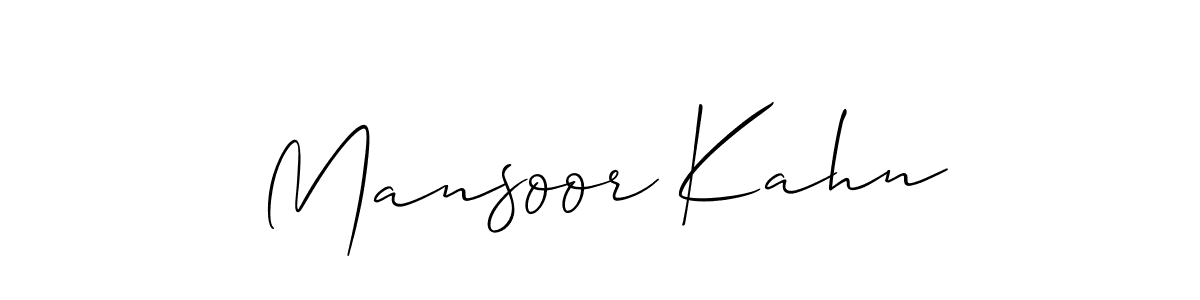 Make a beautiful signature design for name Mansoor Kahn. With this signature (Allison_Script) style, you can create a handwritten signature for free. Mansoor Kahn signature style 2 images and pictures png