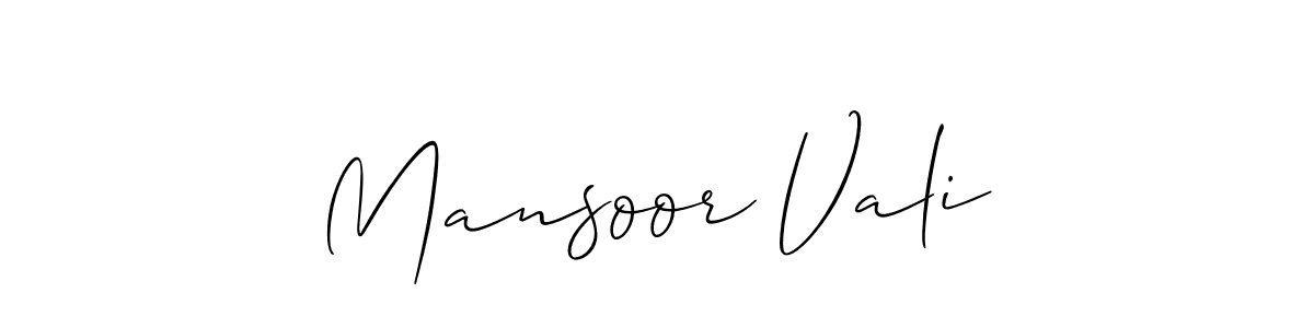 Create a beautiful signature design for name Mansoor Vali. With this signature (Allison_Script) fonts, you can make a handwritten signature for free. Mansoor Vali signature style 2 images and pictures png