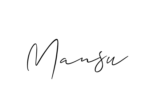 Create a beautiful signature design for name Mansu. With this signature (Allison_Script) fonts, you can make a handwritten signature for free. Mansu signature style 2 images and pictures png