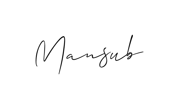 Create a beautiful signature design for name Mansub. With this signature (Allison_Script) fonts, you can make a handwritten signature for free. Mansub signature style 2 images and pictures png