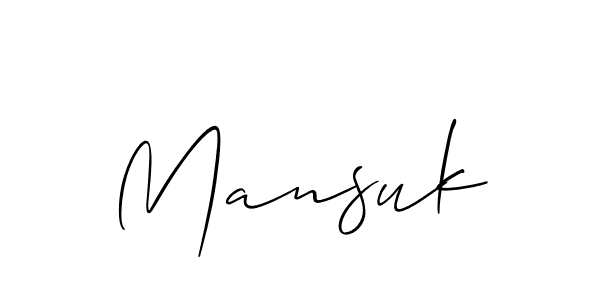 It looks lik you need a new signature style for name Mansuk. Design unique handwritten (Allison_Script) signature with our free signature maker in just a few clicks. Mansuk signature style 2 images and pictures png