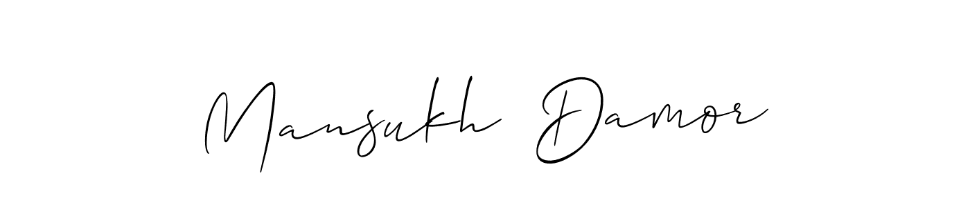 How to make Mansukh  Damor name signature. Use Allison_Script style for creating short signs online. This is the latest handwritten sign. Mansukh  Damor signature style 2 images and pictures png