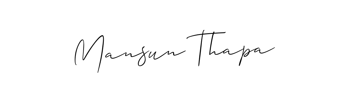 if you are searching for the best signature style for your name Mansun Thapa. so please give up your signature search. here we have designed multiple signature styles  using Allison_Script. Mansun Thapa signature style 2 images and pictures png
