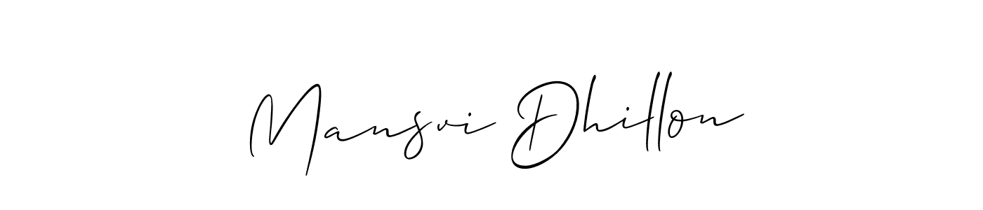 Make a short Mansvi Dhillon signature style. Manage your documents anywhere anytime using Allison_Script. Create and add eSignatures, submit forms, share and send files easily. Mansvi Dhillon signature style 2 images and pictures png