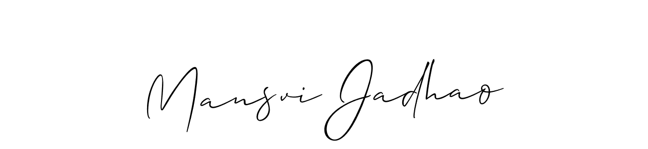 Also we have Mansvi Jadhao name is the best signature style. Create professional handwritten signature collection using Allison_Script autograph style. Mansvi Jadhao signature style 2 images and pictures png