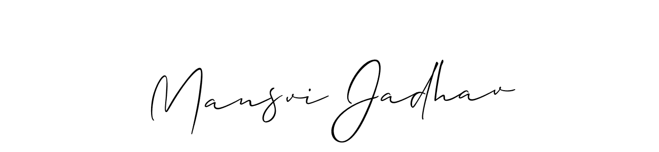 Create a beautiful signature design for name Mansvi Jadhav. With this signature (Allison_Script) fonts, you can make a handwritten signature for free. Mansvi Jadhav signature style 2 images and pictures png