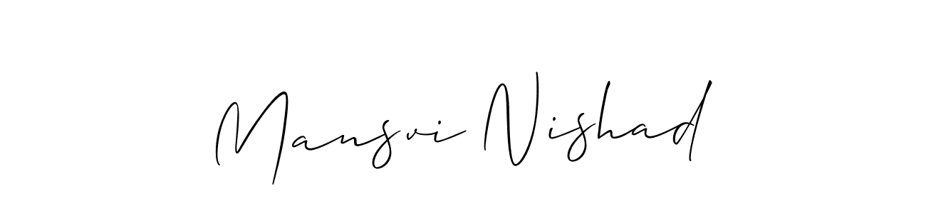 Allison_Script is a professional signature style that is perfect for those who want to add a touch of class to their signature. It is also a great choice for those who want to make their signature more unique. Get Mansvi Nishad name to fancy signature for free. Mansvi Nishad signature style 2 images and pictures png