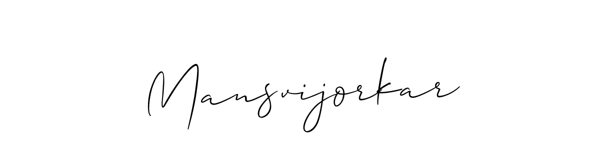 Use a signature maker to create a handwritten signature online. With this signature software, you can design (Allison_Script) your own signature for name Mansvijorkar. Mansvijorkar signature style 2 images and pictures png