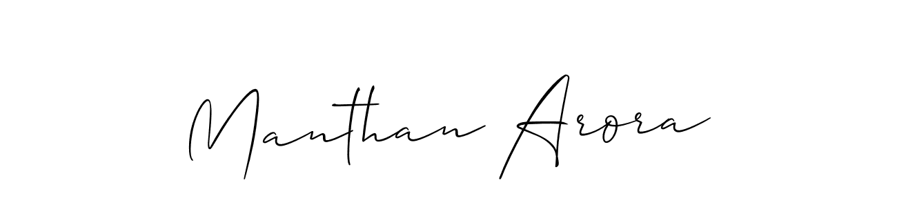 Also we have Manthan Arora name is the best signature style. Create professional handwritten signature collection using Allison_Script autograph style. Manthan Arora signature style 2 images and pictures png