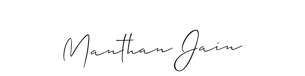 Make a beautiful signature design for name Manthan Jain. With this signature (Allison_Script) style, you can create a handwritten signature for free. Manthan Jain signature style 2 images and pictures png