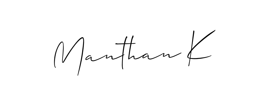 Manthan K stylish signature style. Best Handwritten Sign (Allison_Script) for my name. Handwritten Signature Collection Ideas for my name Manthan K. Manthan K signature style 2 images and pictures png