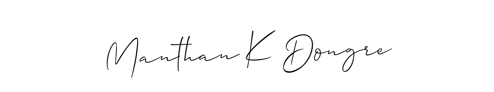 Also we have Manthan K Dongre name is the best signature style. Create professional handwritten signature collection using Allison_Script autograph style. Manthan K Dongre signature style 2 images and pictures png