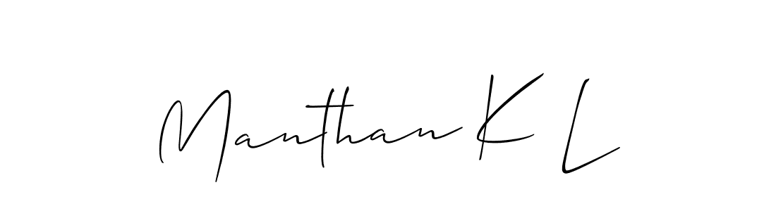 Similarly Allison_Script is the best handwritten signature design. Signature creator online .You can use it as an online autograph creator for name Manthan K L. Manthan K L signature style 2 images and pictures png