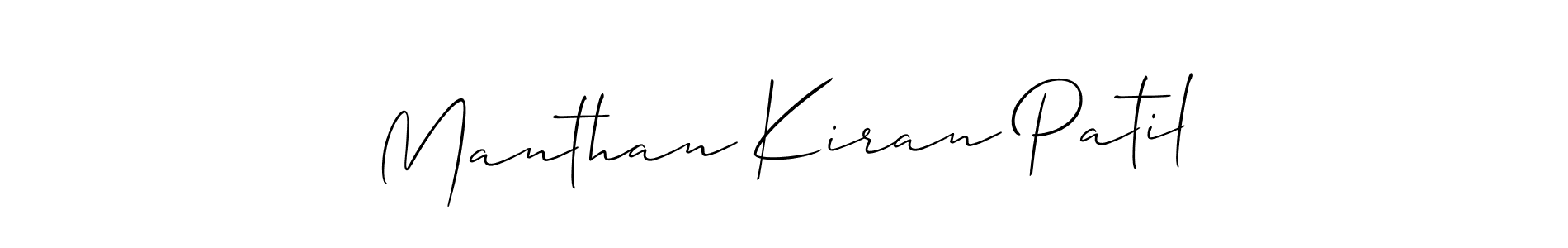 Make a beautiful signature design for name Manthan Kiran Patil. With this signature (Allison_Script) style, you can create a handwritten signature for free. Manthan Kiran Patil signature style 2 images and pictures png