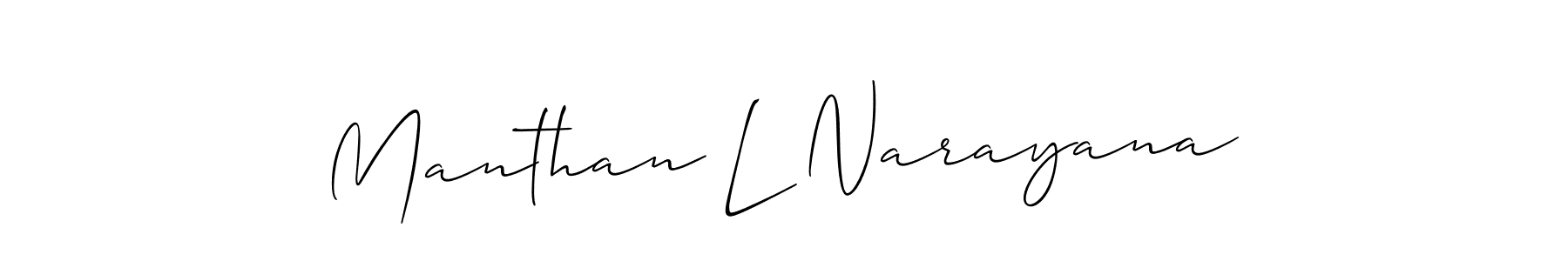 Manthan L Narayana stylish signature style. Best Handwritten Sign (Allison_Script) for my name. Handwritten Signature Collection Ideas for my name Manthan L Narayana. Manthan L Narayana signature style 2 images and pictures png