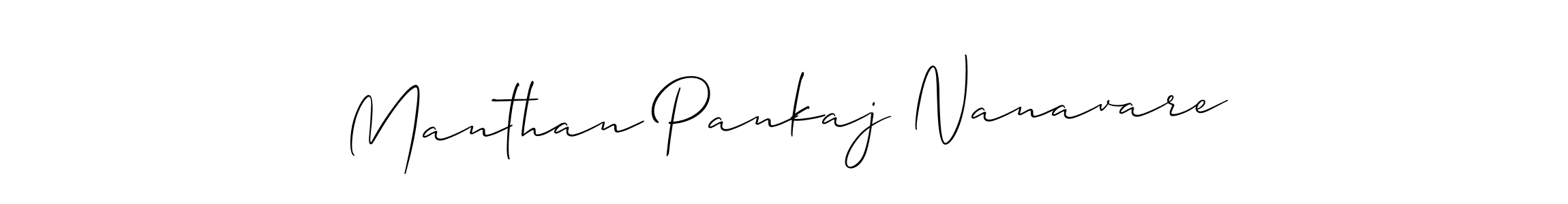 Design your own signature with our free online signature maker. With this signature software, you can create a handwritten (Allison_Script) signature for name Manthan Pankaj Nanavare. Manthan Pankaj Nanavare signature style 2 images and pictures png