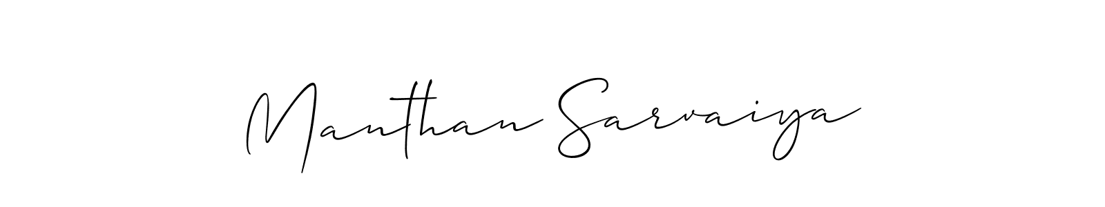 Design your own signature with our free online signature maker. With this signature software, you can create a handwritten (Allison_Script) signature for name Manthan Sarvaiya. Manthan Sarvaiya signature style 2 images and pictures png