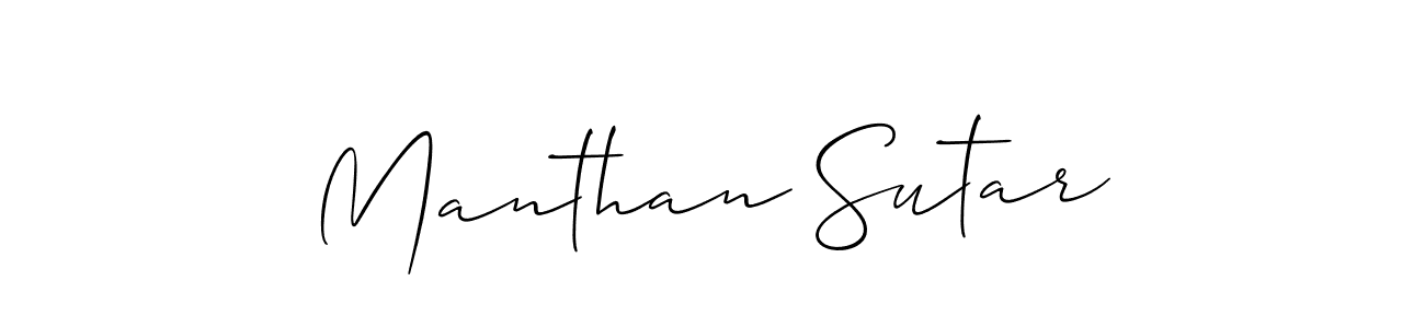 if you are searching for the best signature style for your name Manthan Sutar. so please give up your signature search. here we have designed multiple signature styles  using Allison_Script. Manthan Sutar signature style 2 images and pictures png