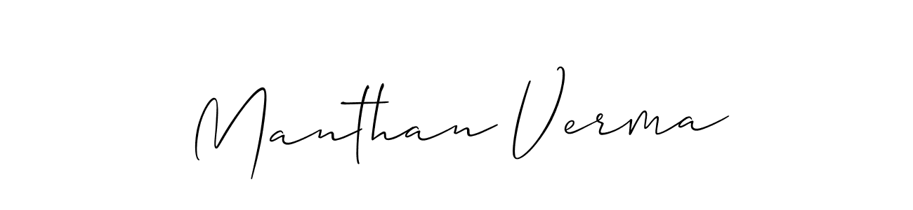 How to make Manthan Verma name signature. Use Allison_Script style for creating short signs online. This is the latest handwritten sign. Manthan Verma signature style 2 images and pictures png