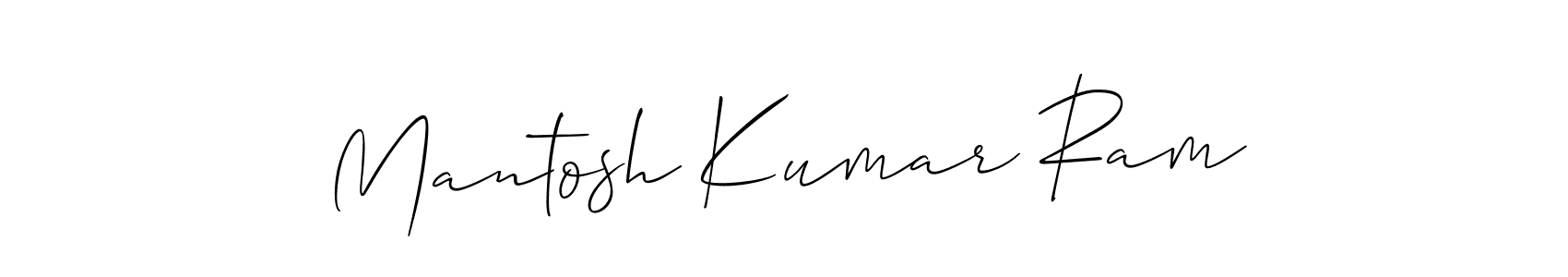 The best way (Allison_Script) to make a short signature is to pick only two or three words in your name. The name Mantosh Kumar Ram include a total of six letters. For converting this name. Mantosh Kumar Ram signature style 2 images and pictures png