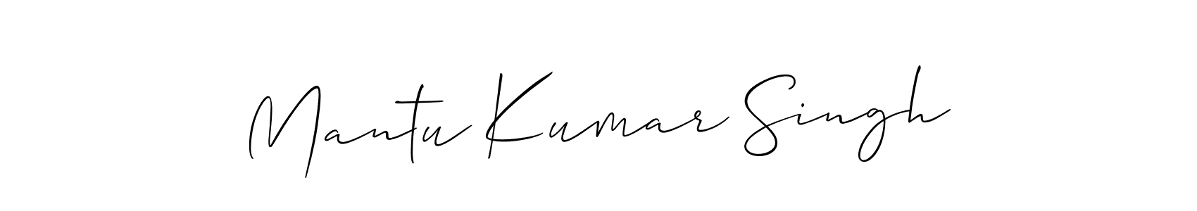 You should practise on your own different ways (Allison_Script) to write your name (Mantu Kumar Singh) in signature. don't let someone else do it for you. Mantu Kumar Singh signature style 2 images and pictures png