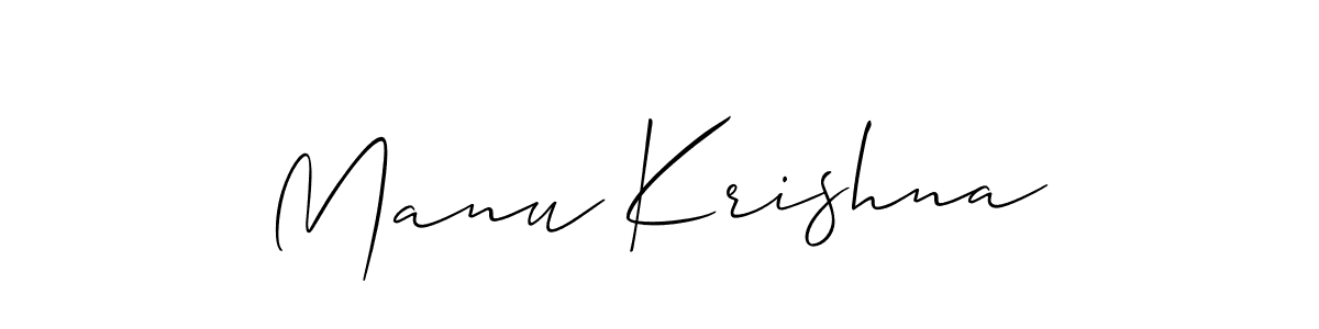 Design your own signature with our free online signature maker. With this signature software, you can create a handwritten (Allison_Script) signature for name Manu Krishna. Manu Krishna signature style 2 images and pictures png