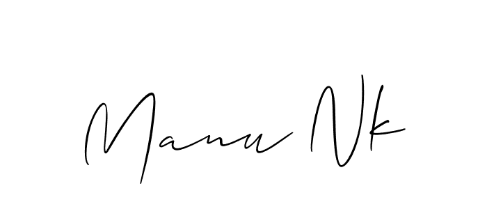 The best way (Allison_Script) to make a short signature is to pick only two or three words in your name. The name Manu Nk include a total of six letters. For converting this name. Manu Nk signature style 2 images and pictures png