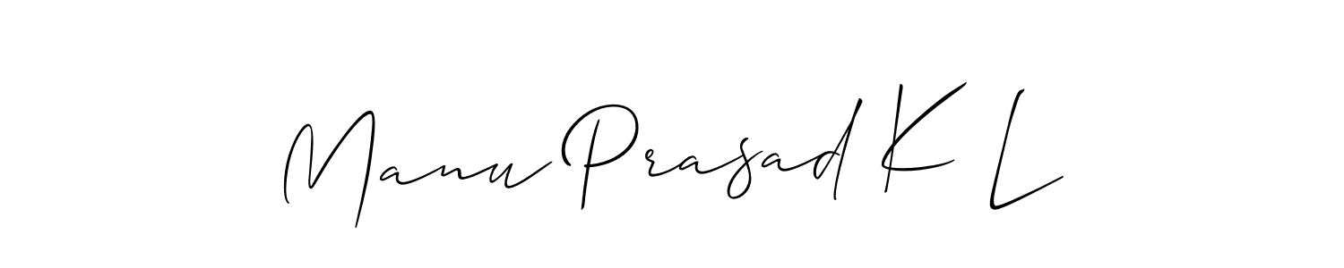 Also You can easily find your signature by using the search form. We will create Manu Prasad K L name handwritten signature images for you free of cost using Allison_Script sign style. Manu Prasad K L signature style 2 images and pictures png