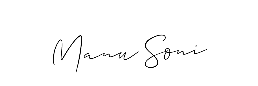 Use a signature maker to create a handwritten signature online. With this signature software, you can design (Allison_Script) your own signature for name Manu Soni. Manu Soni signature style 2 images and pictures png