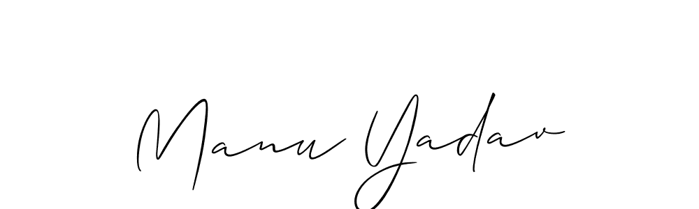 It looks lik you need a new signature style for name Manu Yadav. Design unique handwritten (Allison_Script) signature with our free signature maker in just a few clicks. Manu Yadav signature style 2 images and pictures png