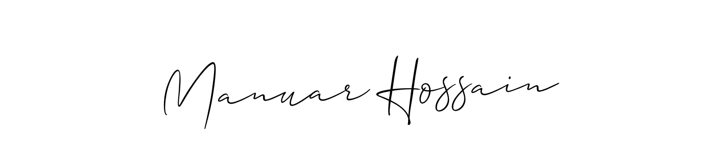 Design your own signature with our free online signature maker. With this signature software, you can create a handwritten (Allison_Script) signature for name Manuar Hossain. Manuar Hossain signature style 2 images and pictures png