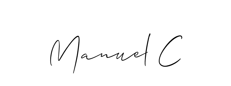 How to make Manuel C name signature. Use Allison_Script style for creating short signs online. This is the latest handwritten sign. Manuel C signature style 2 images and pictures png