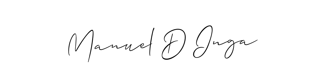 Allison_Script is a professional signature style that is perfect for those who want to add a touch of class to their signature. It is also a great choice for those who want to make their signature more unique. Get Manuel D Inga name to fancy signature for free. Manuel D Inga signature style 2 images and pictures png