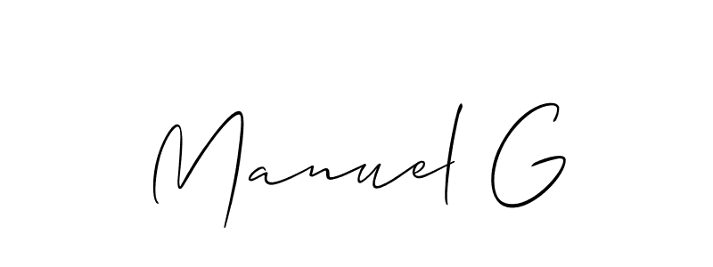 Make a short Manuel G signature style. Manage your documents anywhere anytime using Allison_Script. Create and add eSignatures, submit forms, share and send files easily. Manuel G signature style 2 images and pictures png