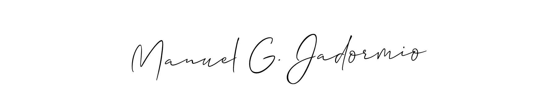 Similarly Allison_Script is the best handwritten signature design. Signature creator online .You can use it as an online autograph creator for name Manuel G. Jadormio. Manuel G. Jadormio signature style 2 images and pictures png