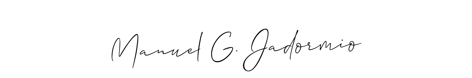 Use a signature maker to create a handwritten signature online. With this signature software, you can design (Allison_Script) your own signature for name Manuel G. Jadormio. Manuel G. Jadormio signature style 2 images and pictures png