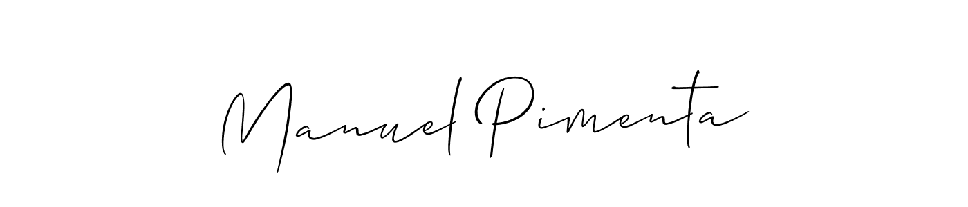 How to make Manuel Pimenta name signature. Use Allison_Script style for creating short signs online. This is the latest handwritten sign. Manuel Pimenta signature style 2 images and pictures png