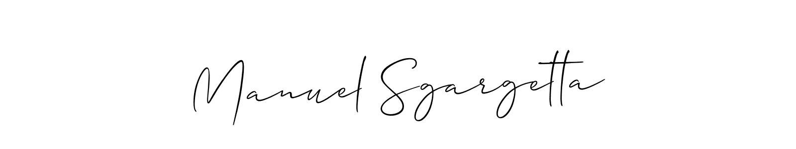 It looks lik you need a new signature style for name Manuel Sgargetta. Design unique handwritten (Allison_Script) signature with our free signature maker in just a few clicks. Manuel Sgargetta signature style 2 images and pictures png