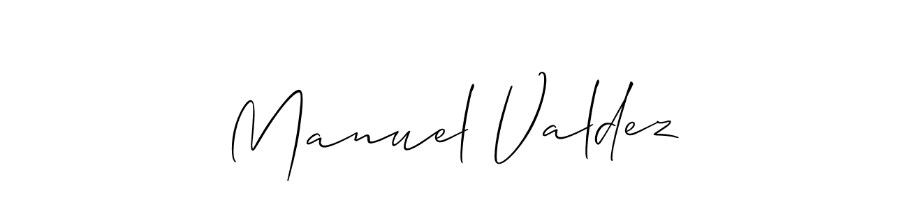 How to make Manuel Valdez name signature. Use Allison_Script style for creating short signs online. This is the latest handwritten sign. Manuel Valdez signature style 2 images and pictures png