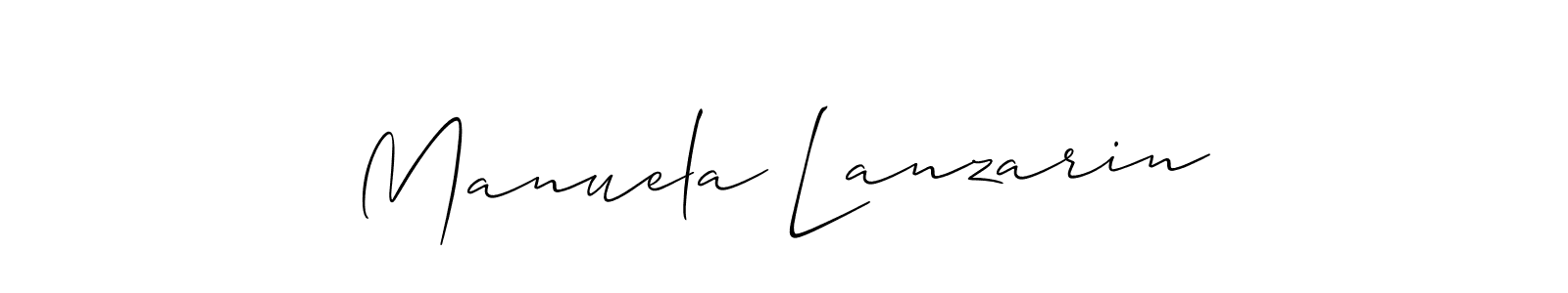 Manuela Lanzarin stylish signature style. Best Handwritten Sign (Allison_Script) for my name. Handwritten Signature Collection Ideas for my name Manuela Lanzarin. Manuela Lanzarin signature style 2 images and pictures png