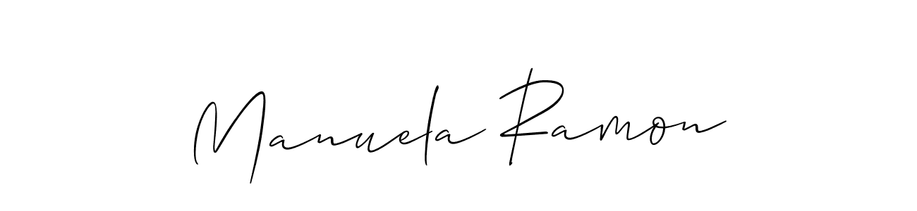 Make a beautiful signature design for name Manuela Ramon. With this signature (Allison_Script) style, you can create a handwritten signature for free. Manuela Ramon signature style 2 images and pictures png