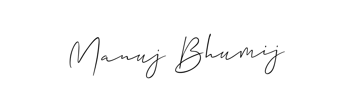 The best way (Allison_Script) to make a short signature is to pick only two or three words in your name. The name Manuj Bhumij include a total of six letters. For converting this name. Manuj Bhumij signature style 2 images and pictures png