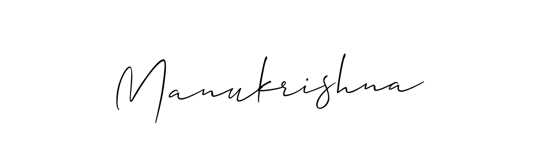 Use a signature maker to create a handwritten signature online. With this signature software, you can design (Allison_Script) your own signature for name Manukrishna. Manukrishna signature style 2 images and pictures png