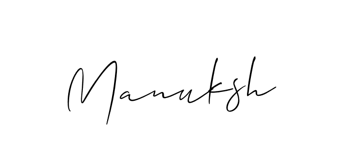 The best way (Allison_Script) to make a short signature is to pick only two or three words in your name. The name Manuksh include a total of six letters. For converting this name. Manuksh signature style 2 images and pictures png