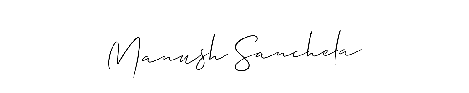 Create a beautiful signature design for name Manush Sanchela. With this signature (Allison_Script) fonts, you can make a handwritten signature for free. Manush Sanchela signature style 2 images and pictures png