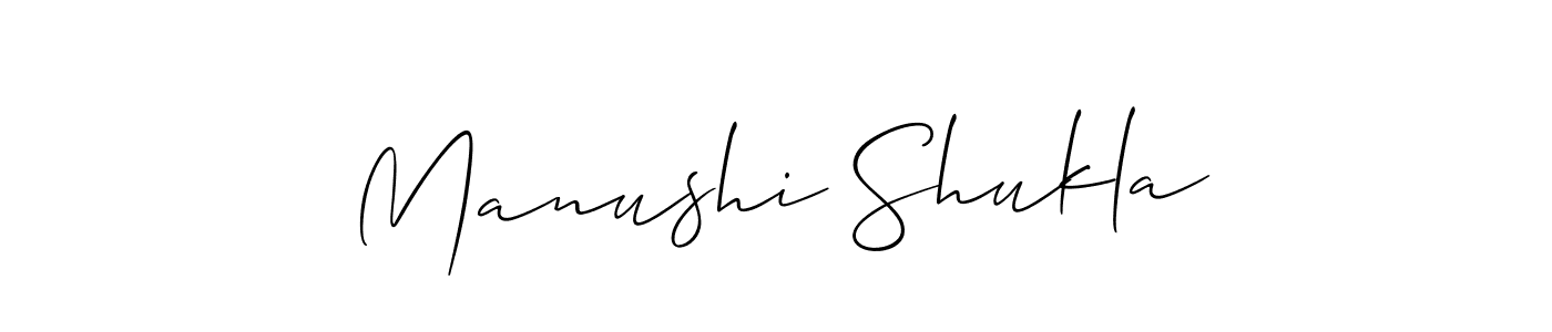 You should practise on your own different ways (Allison_Script) to write your name (Manushi Shukla) in signature. don't let someone else do it for you. Manushi Shukla signature style 2 images and pictures png